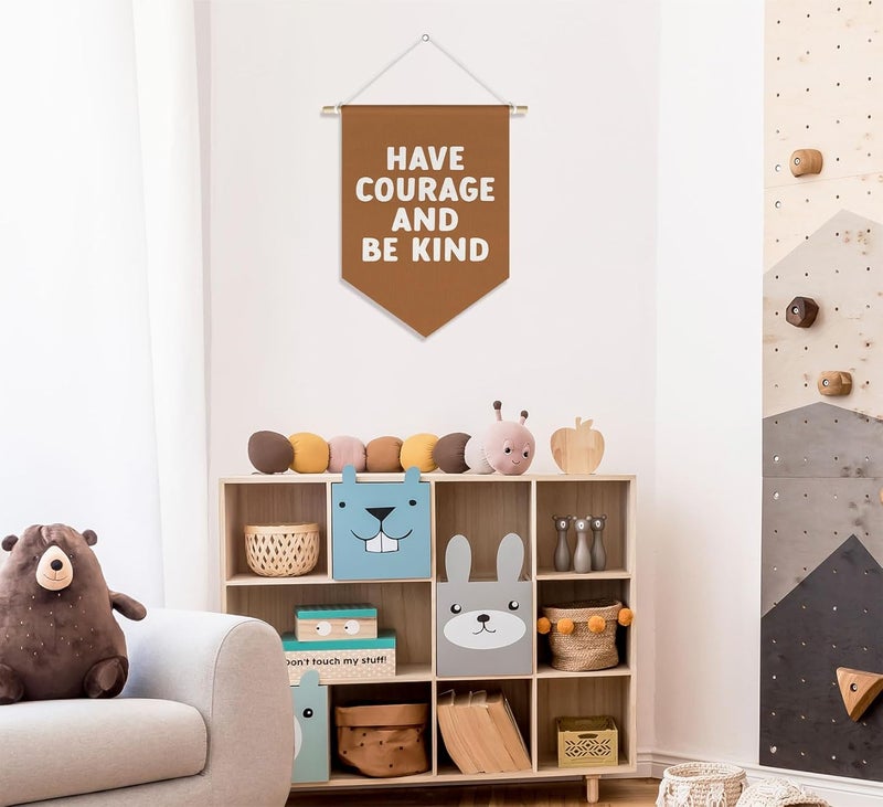 DSHFG Be Kind Kids Room Nursery Classroom Toddler Room Playroom Decor, Motivational Kindness Wall Art Decor Hanger, Have Courage and Be Kind Banner Pennant Canvas, 15x11in - Image 4
